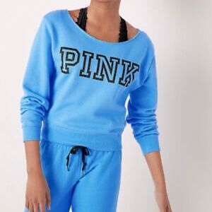 VICTORIA'S SECRET PINK EVERYDAY LOUNGE OFF THE SHOULDER CREW SWEATSHIRT